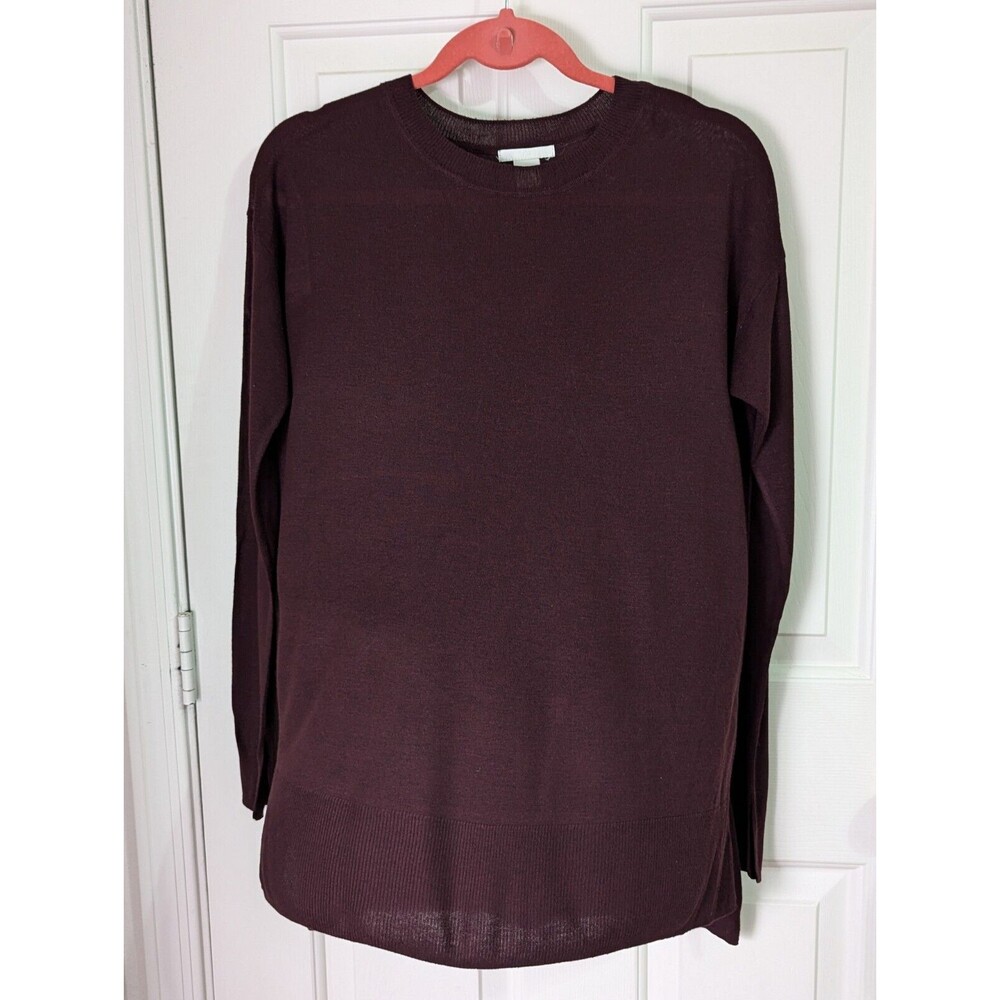 H&M Womens Tunic Sweater Small Burgundy Long Sleeve Pullover Lightweight Knit